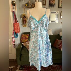 Adonna blue paisley lingerie Slip Dress